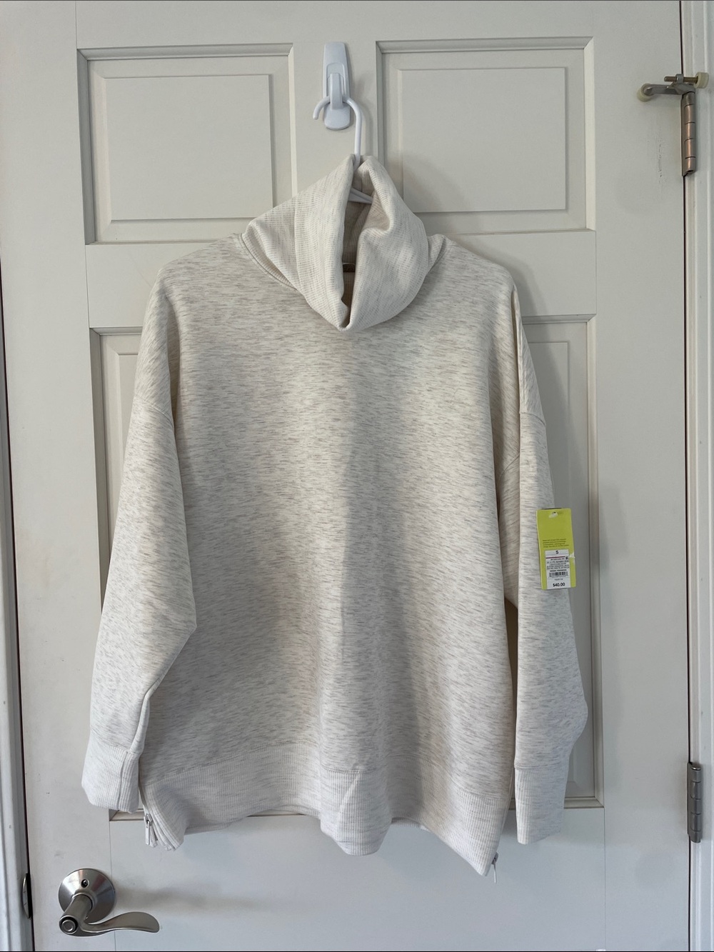 all in motion Cream Marled Funnel Neck Sweatshirt. Very oversized!